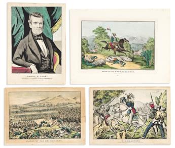 (MEXICAN AMERICAN WAR.) Nathaniel Currier; Sarony & Major; and others. Group of 13 small folio hand-colored lithographs.